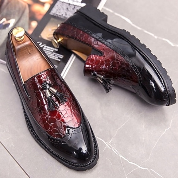 Cabuncci Men’s Vintage Brown Black Oxford Slip On Loafers Tassels Size 12 NWOT - Picture 2 of 12